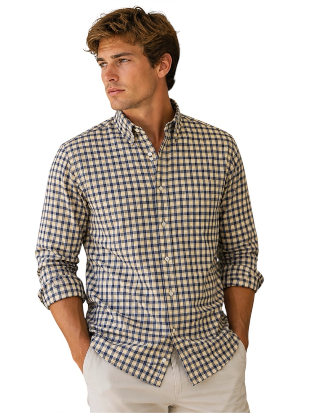 Daniel Cremieux Plaid Button-Up Shirt Men’s M Yellow Business Casual Dadcore